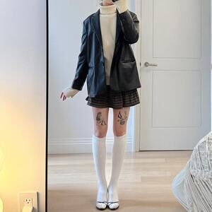 Maison de Sperone Black genuine leather oversized blazer jacket